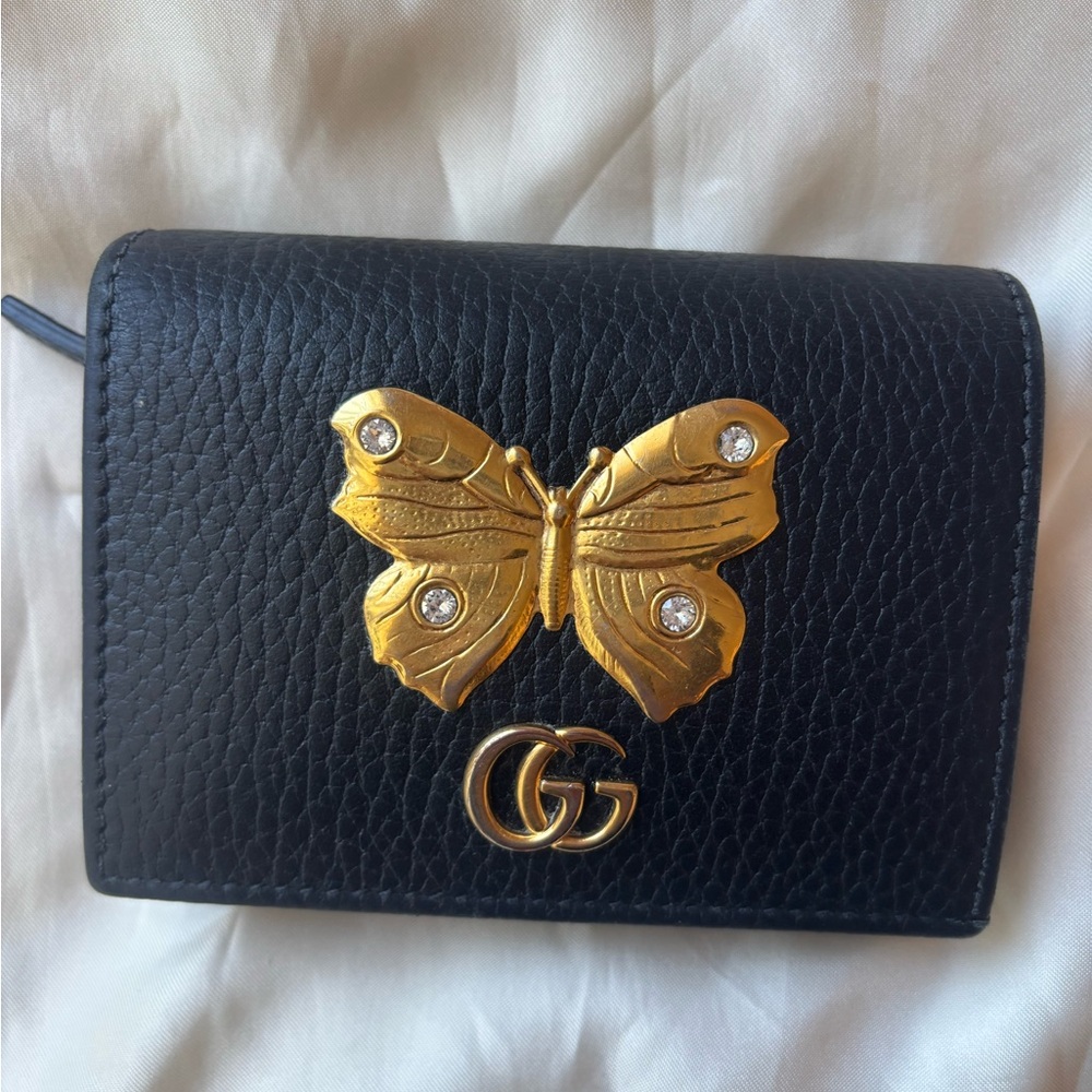 Gucci leather wallet with Gold Butterfly Accent - Picture 2 of 11